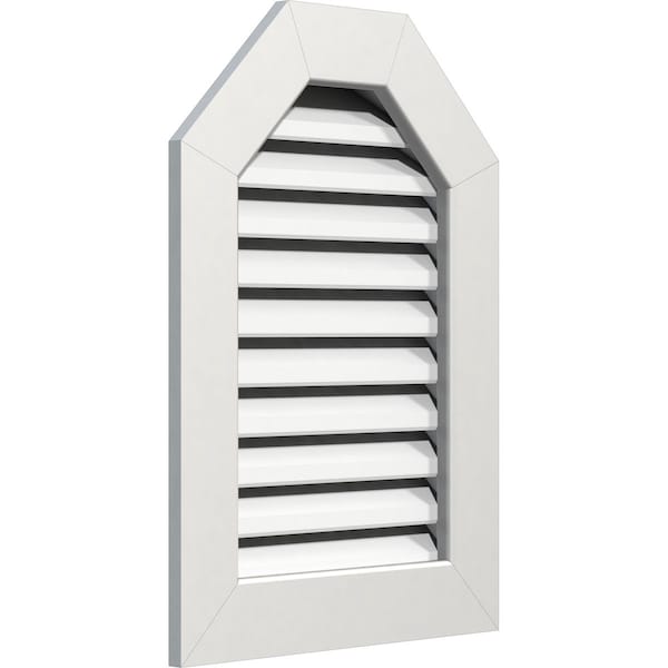 Octagonal Top Gable Vent Functional, PVC Gable Vent W/ 1 X 4 Flat Trim Frame, 16W X 16H